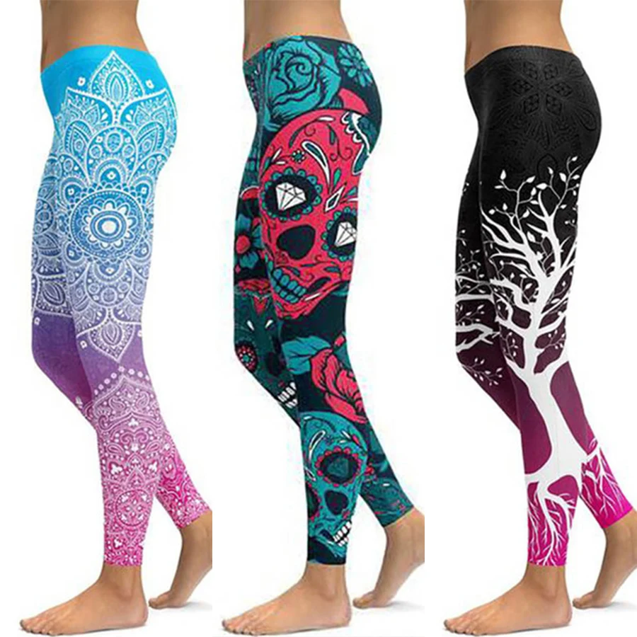 

TQSKK Print Yoga Pants Women Unique Fitness Leggings Workout Sports Running Leggings Sexy Push Up Gym Wear Elastic Slim Pants