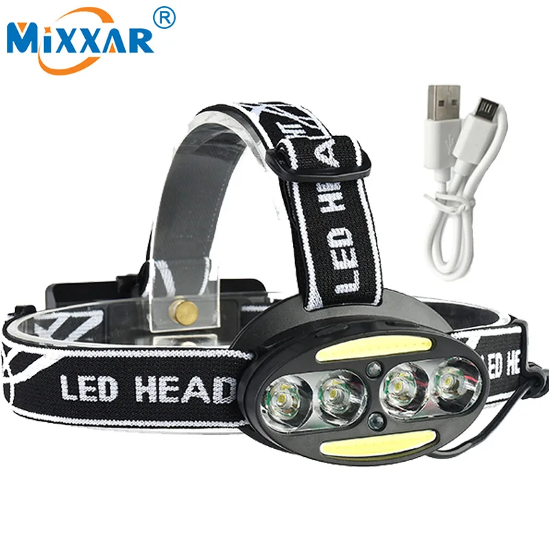 

Czk10 10000LM LED Head Lamp 4* T6 2*COB HeadLamp 2*Red headLight +USB charger Fishing Camping Hiking Light
