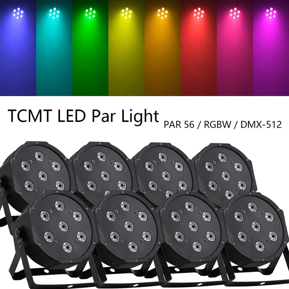 

8pcs 7X10W LED DJ Par Light 4 in 1 RGBW PAR56 DMX512 Color Mixing Stage Lighting