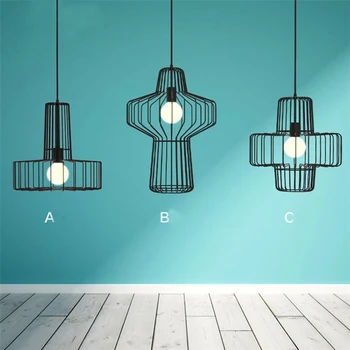 

Vintage Industrial Antique DIY Black Metal Cage Pendant Lamp Suspension Light Fixture Lighting Lamps For Restaurant Coffee Bar