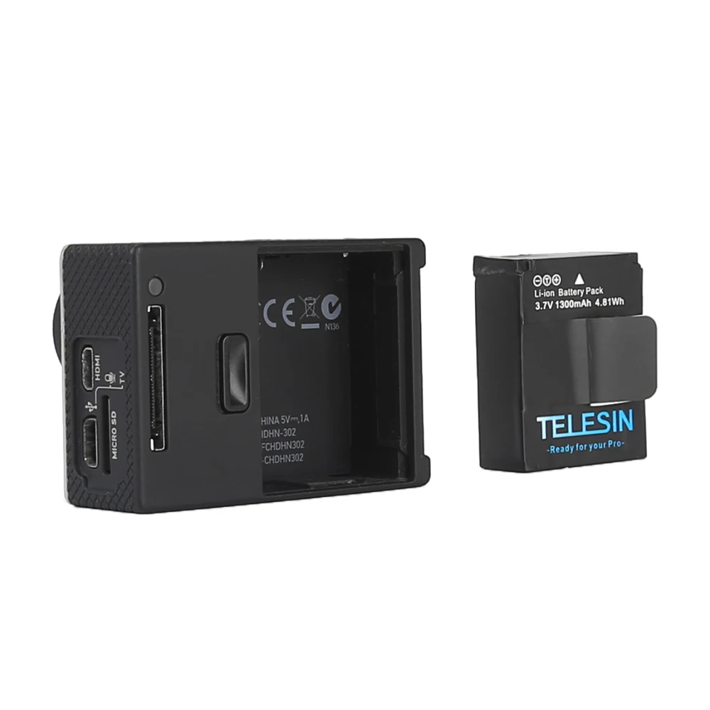 TELESIN Li-ion Battery Pack 3.7V AKKU AHDBT-302 Replacement Back Up Battery for GoPro Hero 3, Hero 3+ Plus Accessories