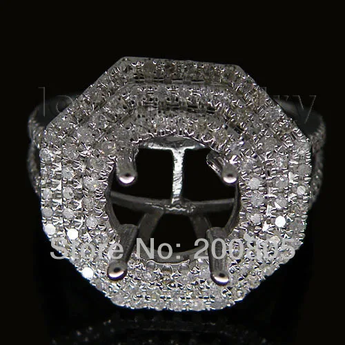 

Round 9mm Solid14kt White Gold 0.92ct Diamond Setting Wedding Mounting Ring