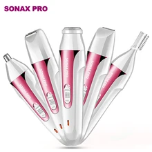 SONAX PRO, 5 в 1, Электрический эпилятор, безболезненный, для женщин, эпилятор, перезаряжаемый, депилятор, станок для бритья, водонепроницаемый, бикини, триммер