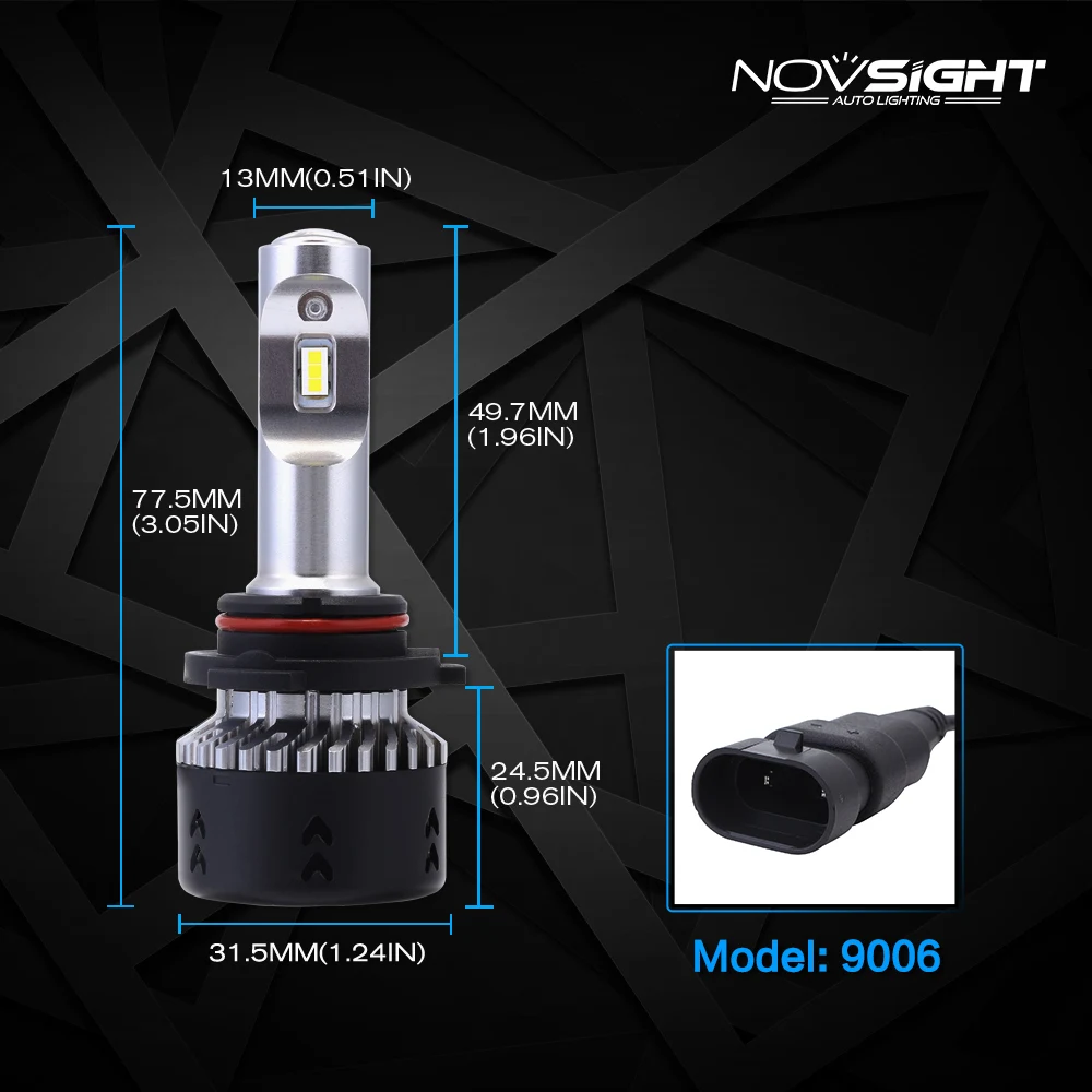 NOVSIGHT 2 шт. H1 led h7 светодиодные лампы для фар 6000 лм с линзой h11 светодиодные фары 9005 к 9006 H4 12 В для автомобилей