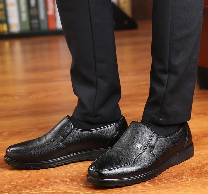 Leather Men Black Loafer Dress Shoes Office Footwear Homme Formal Male ...