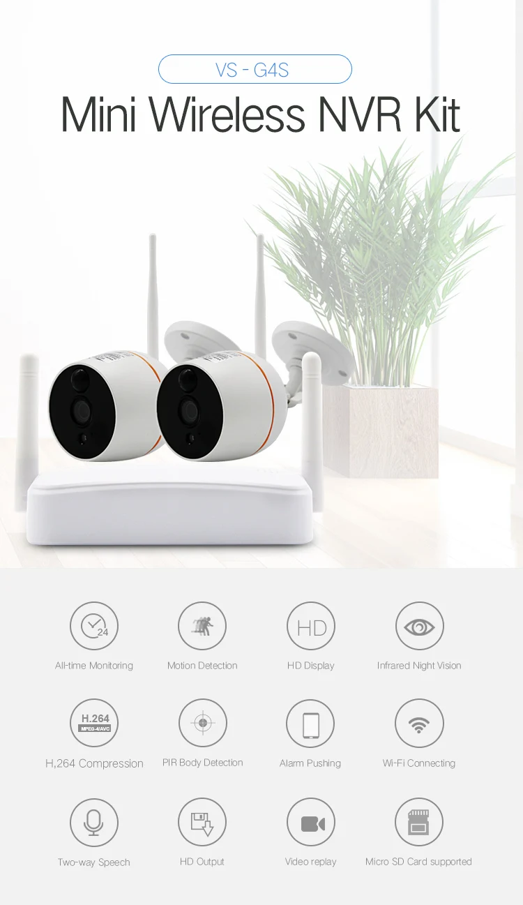 

Yobang Security Video Outdoor IP Camera 1080P WIFI Mini 4CH NVR Kit Wireless CCTV Home Security Surveillance Camera System