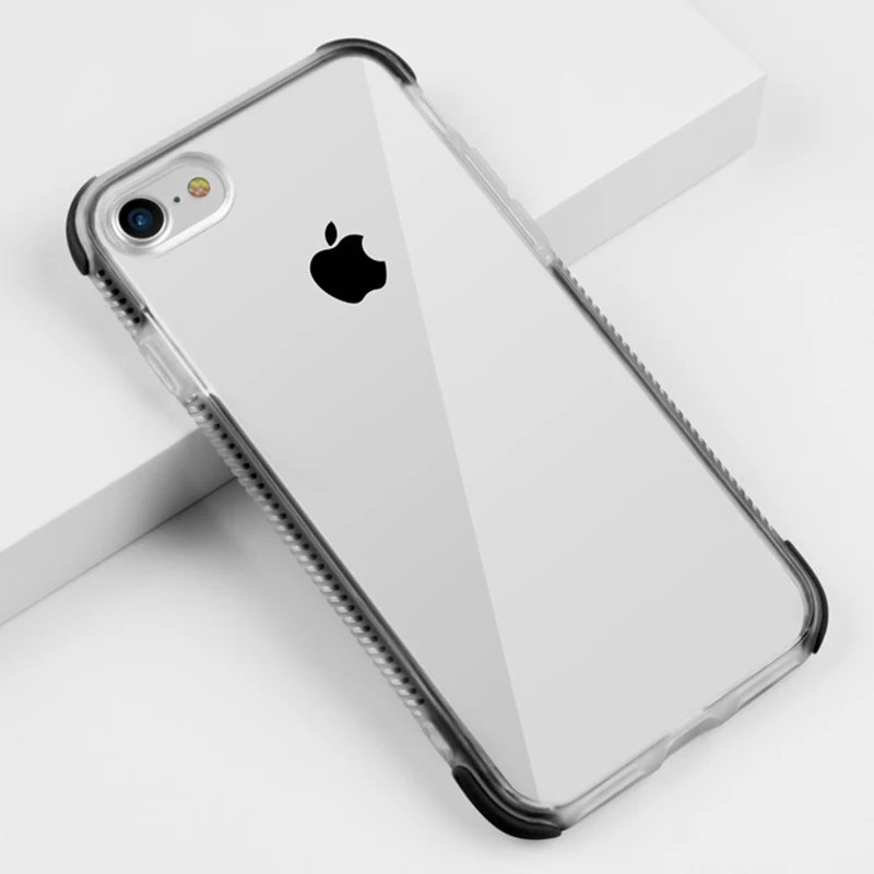 

For Apple iPhone X 7 8 6 6s Flexible TPU Case DIY Armor Transparent Anti-fall Protective Cover Clear Anti Knock Fall Back Shell