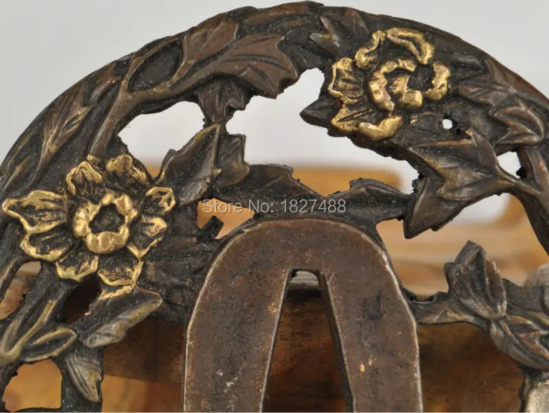 Латунная позолота японская катана Tsuba WAKIZASHI аксессуары для мечей-собак дизайн