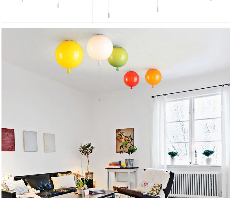 Cores do Miúdo Luminária de Teto Lâmpada do Teto Lâmpadas com Interruptor 6 Moderno Balão Acrílico Home Deco Crianças Quarto E27 9 ceiling lamp