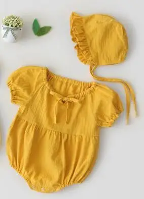 Летняя модная одежда для отдыха, стильный комбинезон без рукавов для маленьких девочек, одежда для маленьких девочек, хлопковый комбинезон для маленьких девочек, ползунки в клеточку+ шапка с кроликом - Цвет: yellow