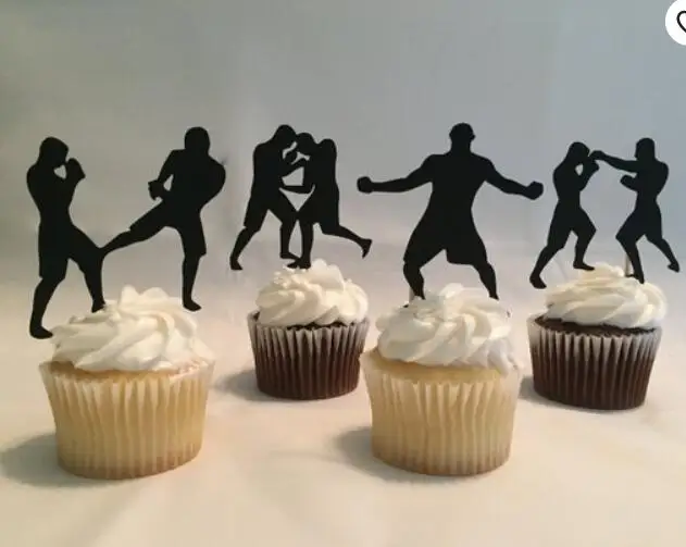 US $11.03 glitter MMA sports Birthday cupcake toppers wedding gender Neutral Shower cupcake toppers food pick