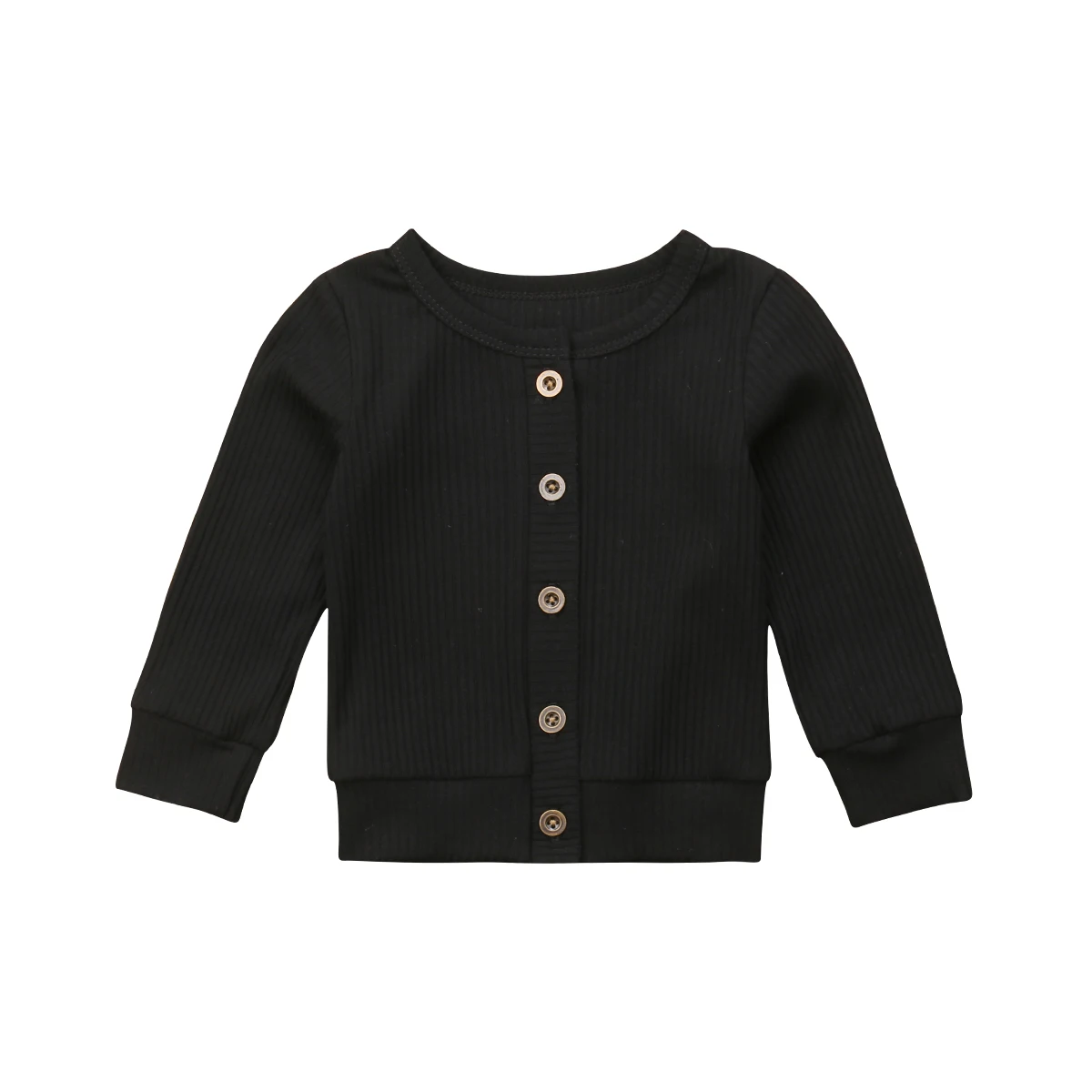 Новорожденных Одежда для маленьких девочек кнопка вязаный свитер кардиган пальто Топы - Цвет: Черный