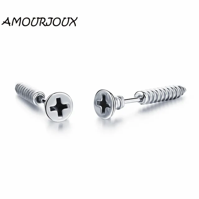 Aliexpress Amourjoux Handsome Silver Black Shaped Amourjoux Handsome Silver Black Shaped Stainless Steel Male Stud Earrings For Men Studs Earring