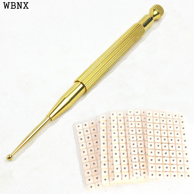 Ear acupoint detection spring microprobe elastic pen+600 ear seeds retractable multipurpose flexible acupunture pen