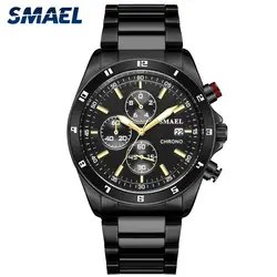 2019 Smael Топ бренд полный сталь бизнес часы мужские Роскошные Кварцевые водонепроницаемые Модные наручные часы Мужские часы Relogio Masculino
