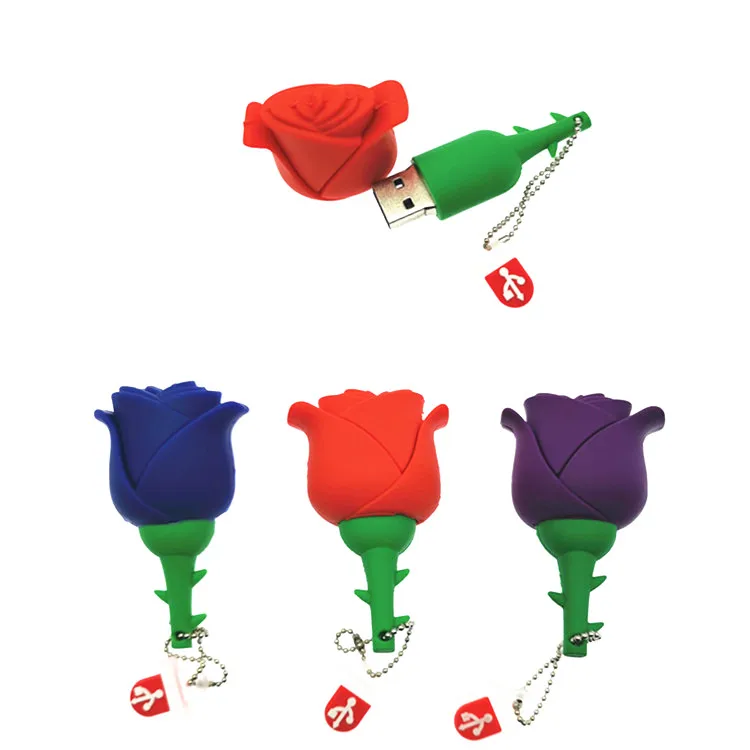 

2019 Hot Pen Drive Cartoon Red Rose Flower 4GB 8GB 16GB 32GB 64GB Bulk Usb Flash Drive Memory Disk USB Stick Pendrive Gifts