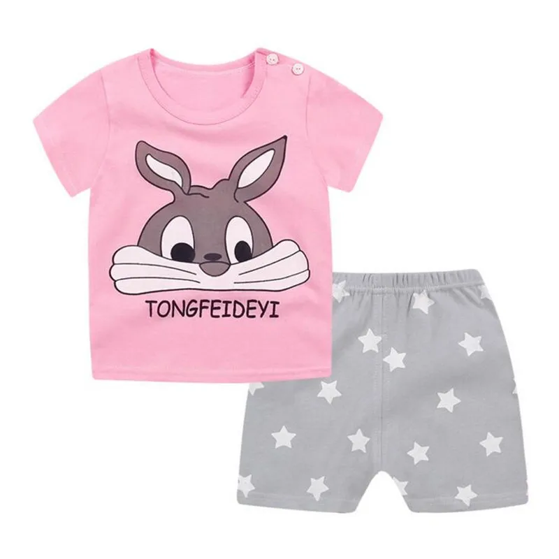 

Cotton Baby Kids Sets Leisure Sports Boy Girl T-shirt + Shorts Sets Toddler Clothing Baby Girl Boy Clothes