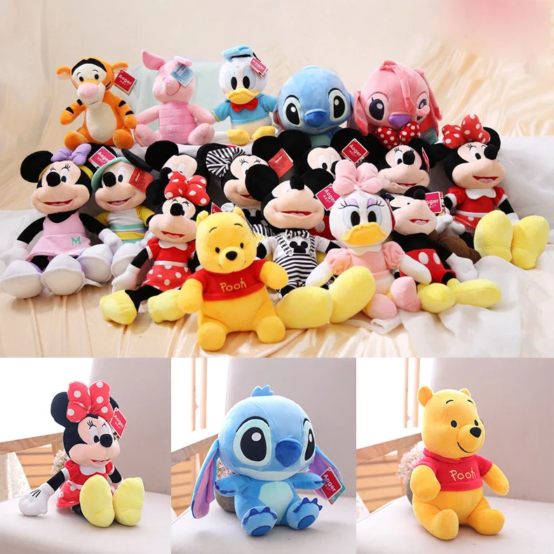 Мягкие куклы Диснея Микки Минни STITCHS винни плюшевые игрушки высокое качество