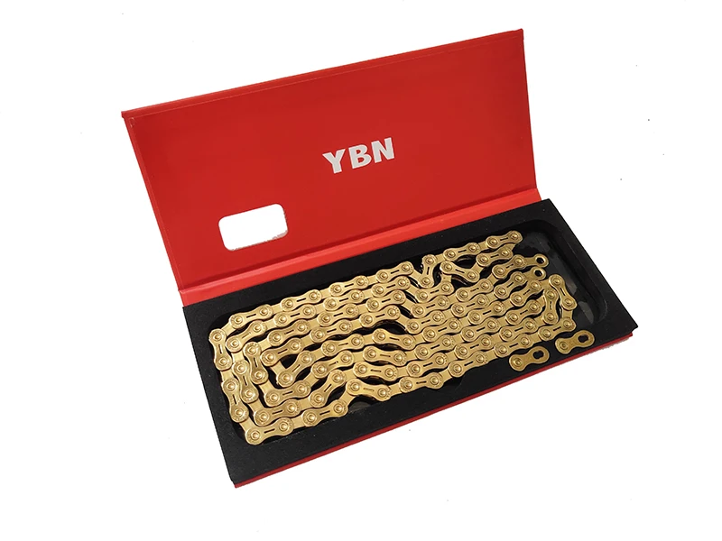 Excellent YBN mountain bike chain 11 speed road folding bike 22 33 speed gold full engrave  semi-hollow chain 1
