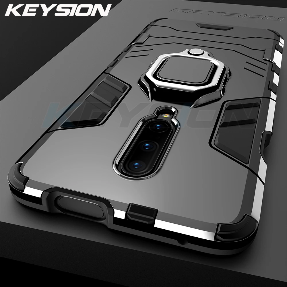 

KEYSION for Oneplus 7 Pro Case Armor Ring Luxury Shockproof TPU+PC Full Back Cover for Oneplus 7 1+7 Car Holder Magnetic Case