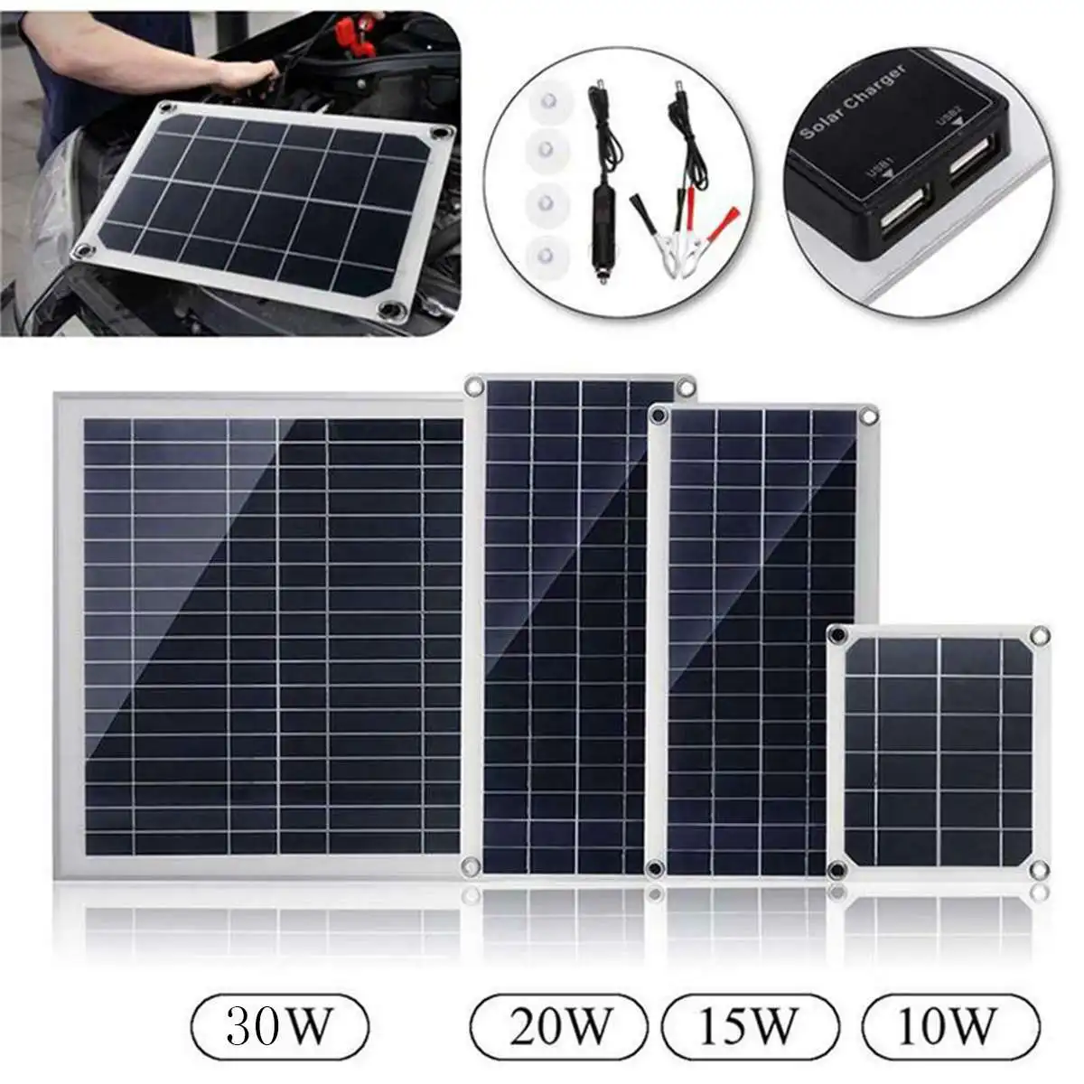 Portable 25W Solar Panel Dual USB 18V with Controller Car Charger USB Power Solar 10A Battery Charger Solar Cell RV Yacht Camp