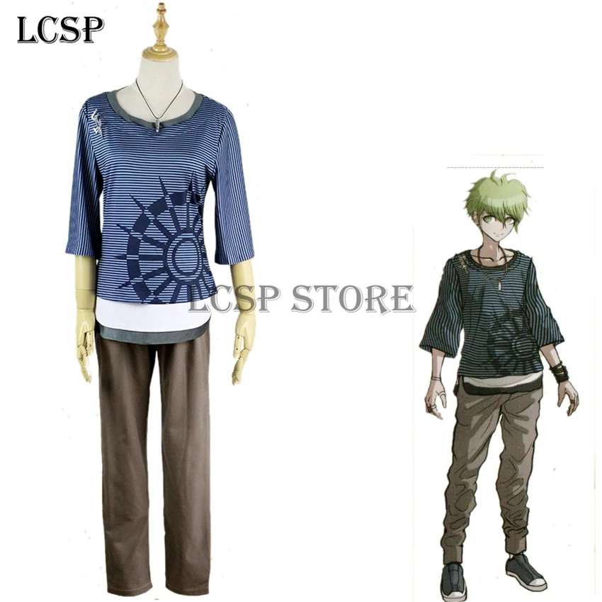

LCSP New Danganronpa V3 Rantaro Amami Cosplay Costume Japanese Game Uniform Suit Outfit Clothes T-shirt & Pants & necklace