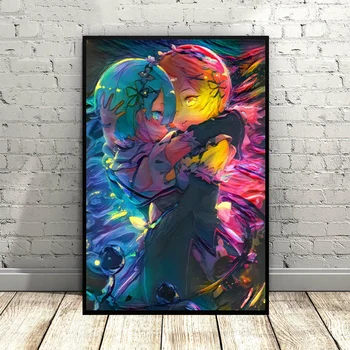 

Anime Watercolor poster Art Canvas Poster Re ZERO poster Wall art for Living Room No Frame
