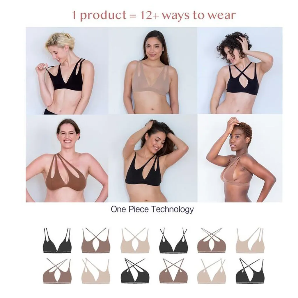 

New One Piece Bra Intimate Solid 12 Wear Ways High Elastic Innovation lightweight Underwear Tops For Boobs Versatility