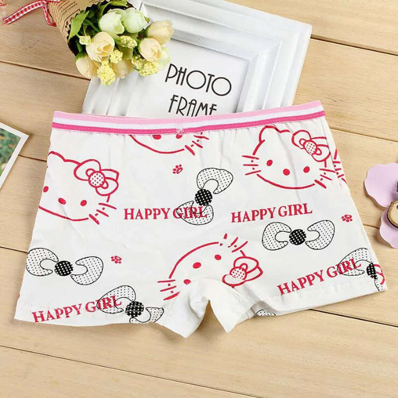 1 шт./лот детское нижнее белье из хлопка женский мультфильм печатных Happy Cat для