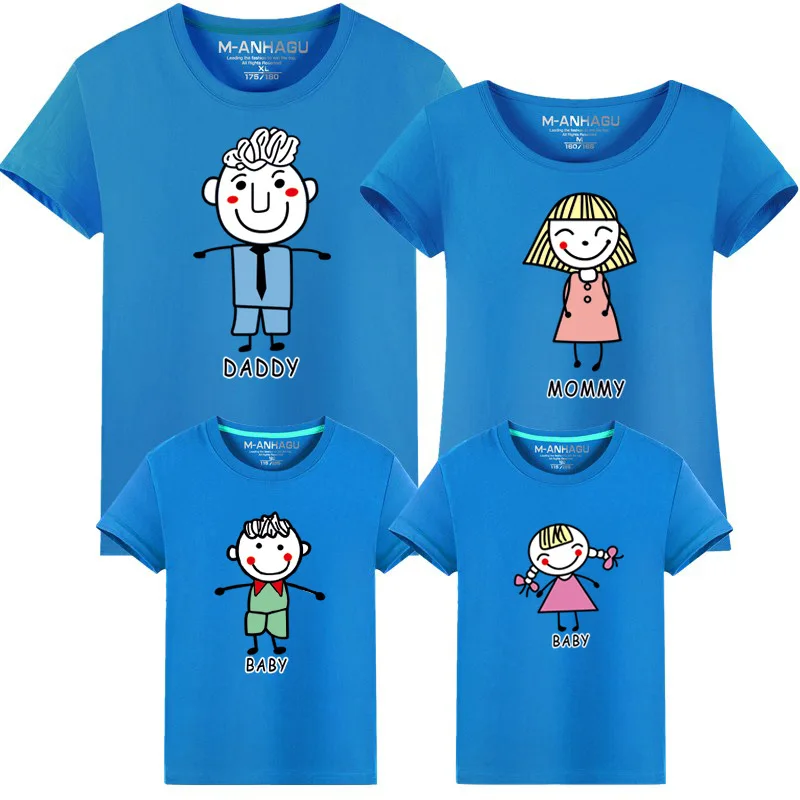 

Summer Short Sleeve Father And Son T-shirt Mother And Daughter Cloth Cartoon Printed Family Matching T-shirt Clothes Family Look