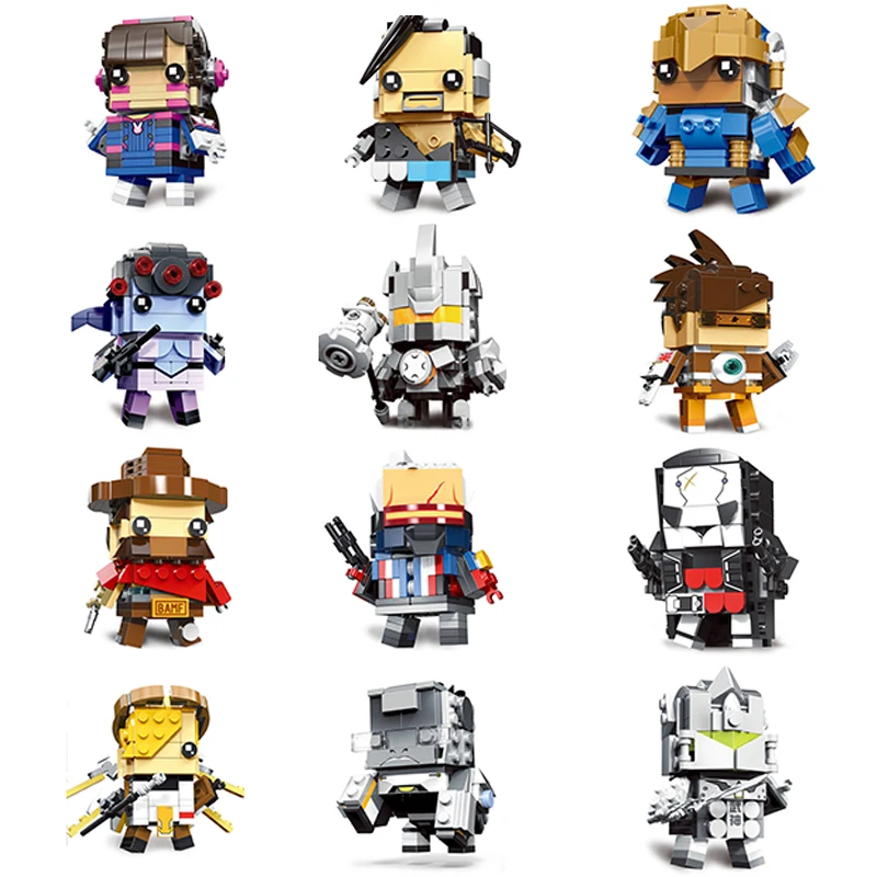 

2019 New Arrival OW 76 Genji Widowmaker D.Va Square head Brickheadz building Blocks Toys Compatible withlegoeschildren gifts