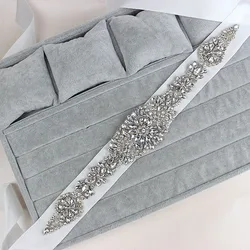In Stock Women 2018 Wedding Accessories Crystal Wedding Belt Satin Ribbon