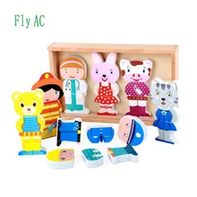 Fly AC малыш обучающие деревянные мультфильм милый 3D пазлы в виде животных для детей, Герой мультфильма 3D головоломки игрушки