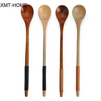 

XMT-HOME 10pcs Quality wooden tableware coffee tea utensil long handle coffee woodspoon