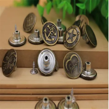 

Denim jeans button trousers button metal buckle bronze color buttons alloy