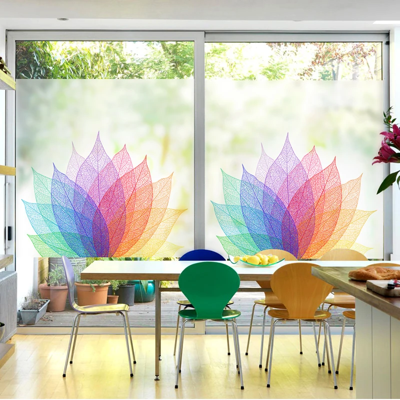 

Free Custom Stained Static Cling Window Film Frosted Opaque Privacy Glass Sticker Home Decor Digital print BLT110 Fresh&Elegant