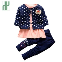 3 pcs costume nouveau-né bébé fille vêtements Enfants Printemps hiver vague point vêtements ensemble mode bébé vêtements outfit coton infantile costume