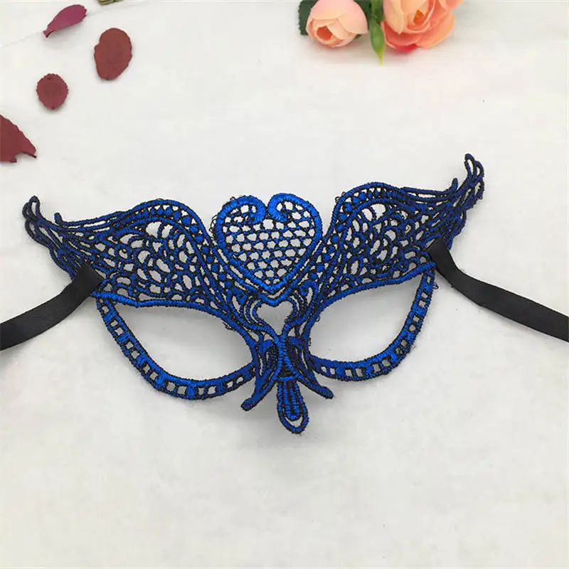 

2pcs Blue Hot Stamping Ladies Sexy Lace Masquerade Mask for Carnival Halloween Prom Half Face Ball Cutout Eye Masks #20