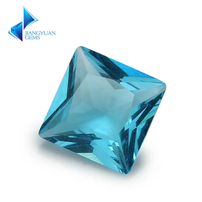 

100pcs 3*3-10*10mm Light Aquamarine Color Princess Shape Loose Glass Gemstone Glass Beads Synthetic Gems