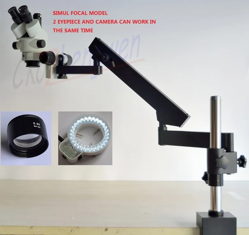 FYSCOPE Умный SIMUL фокусный микроскоп 3.5X-45X артикуляционный ручной зум стерео микроскоп+ 56LED