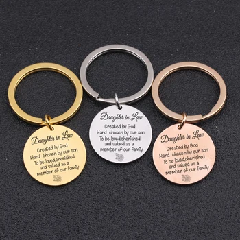 

Gift Keychain To Daughter In Law Valued As A Family Member Keyring Son's Wife Fashion Jewelry Key Accessories Present