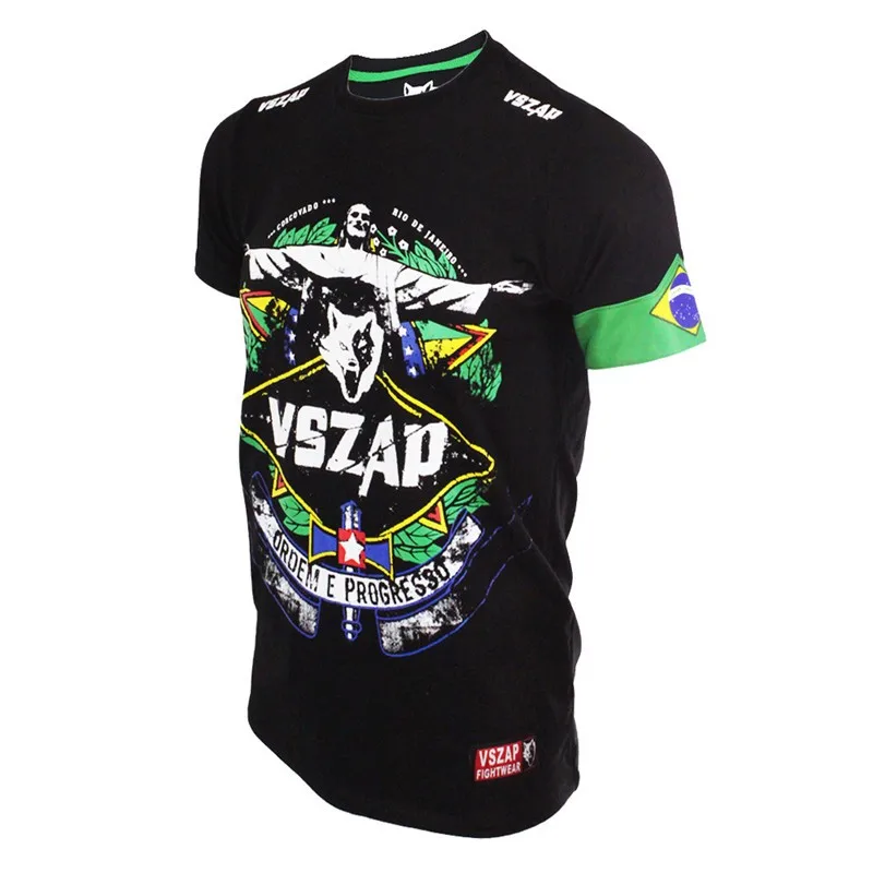 VSZAP ropa de muaythai футболка с коротким рукавом тренировки по борьбе фитнес ММА Бокс Jujitsu борьба с коротким рукавом пот