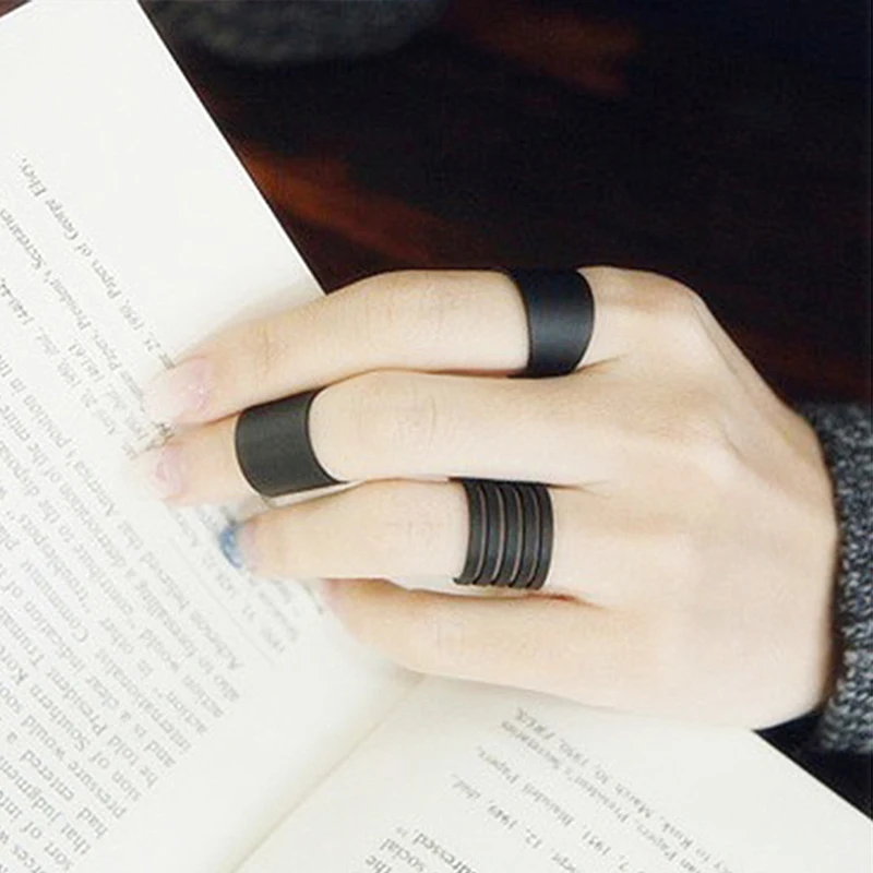 

3 Pcs/Set Newest Hot Sale Women's Ring Set Black Stack Plain Above Knuckle Band Midi Ring Favorite Bague Femme