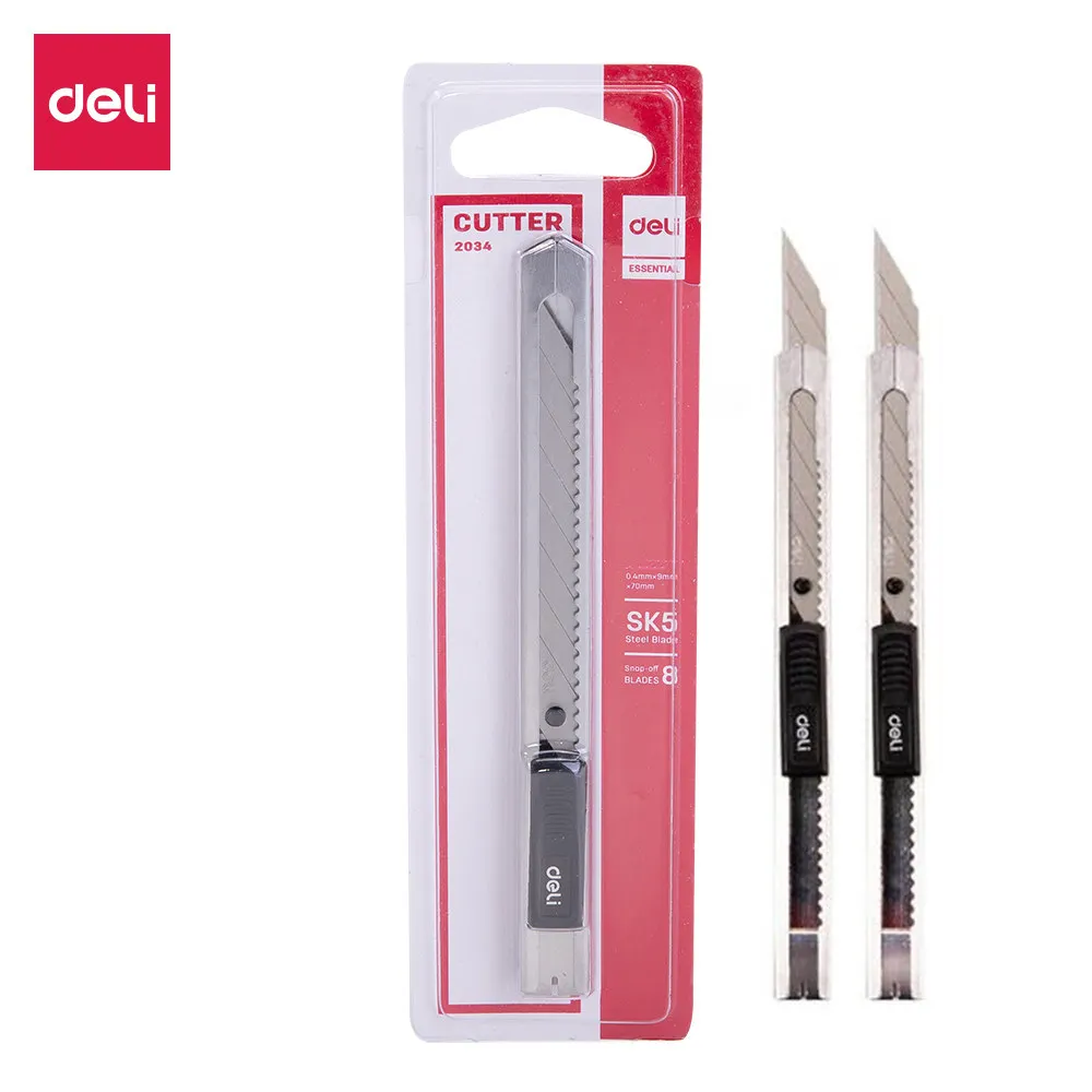 

DELI E2034 Cutter Wood Box Paper Cutter Art Knife SK5 30 degree blade Metal Stationery Utility Craft Knife Cutter Cutting Knife