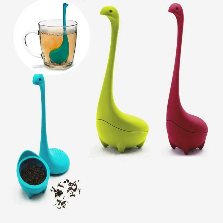 2018 Nessie Losse Leaf Tea Strainer with Long Handle Neck Tea Infuser Loch Ness Monster Silicone Tea Strainer Steeper _0011