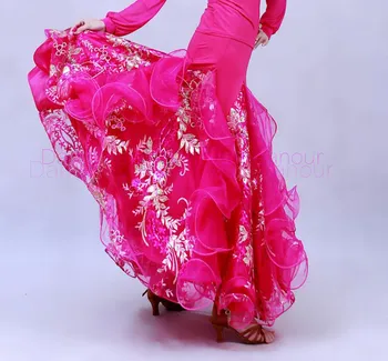 

New Ballroom dance costumes sexy senior ice silk crimping ballroom dance skirt for women ballroom dance competition skirts