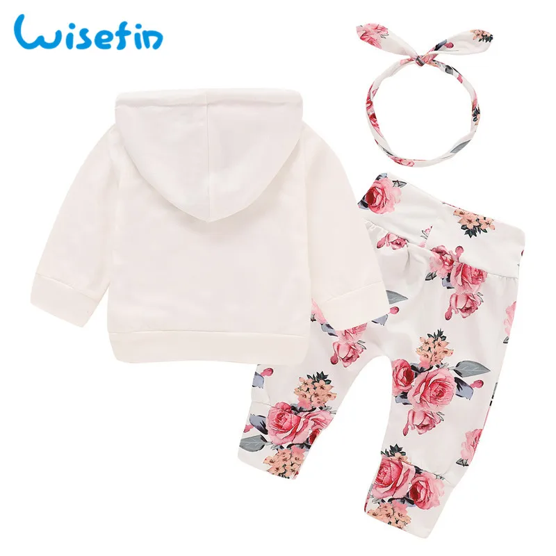 Rose Print 3Pcs Baby Girl Clothes Set Autumn Clothing For Baby Floral Tops+comfortable Pants+soft Headband Discount Promotion