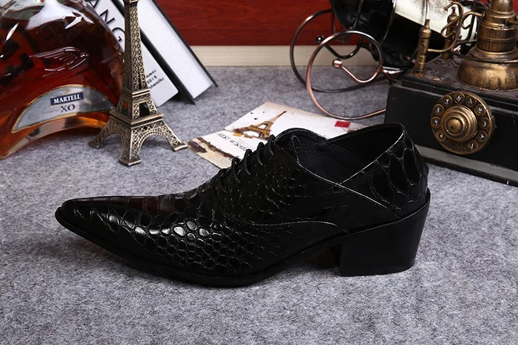 Ntparker/обувь ручной работы для взрослых; мужские кожаные туфли на высоком каблуке с острым носком; черные мужские кожаные туфли; кожаные туфли для ночного клуба