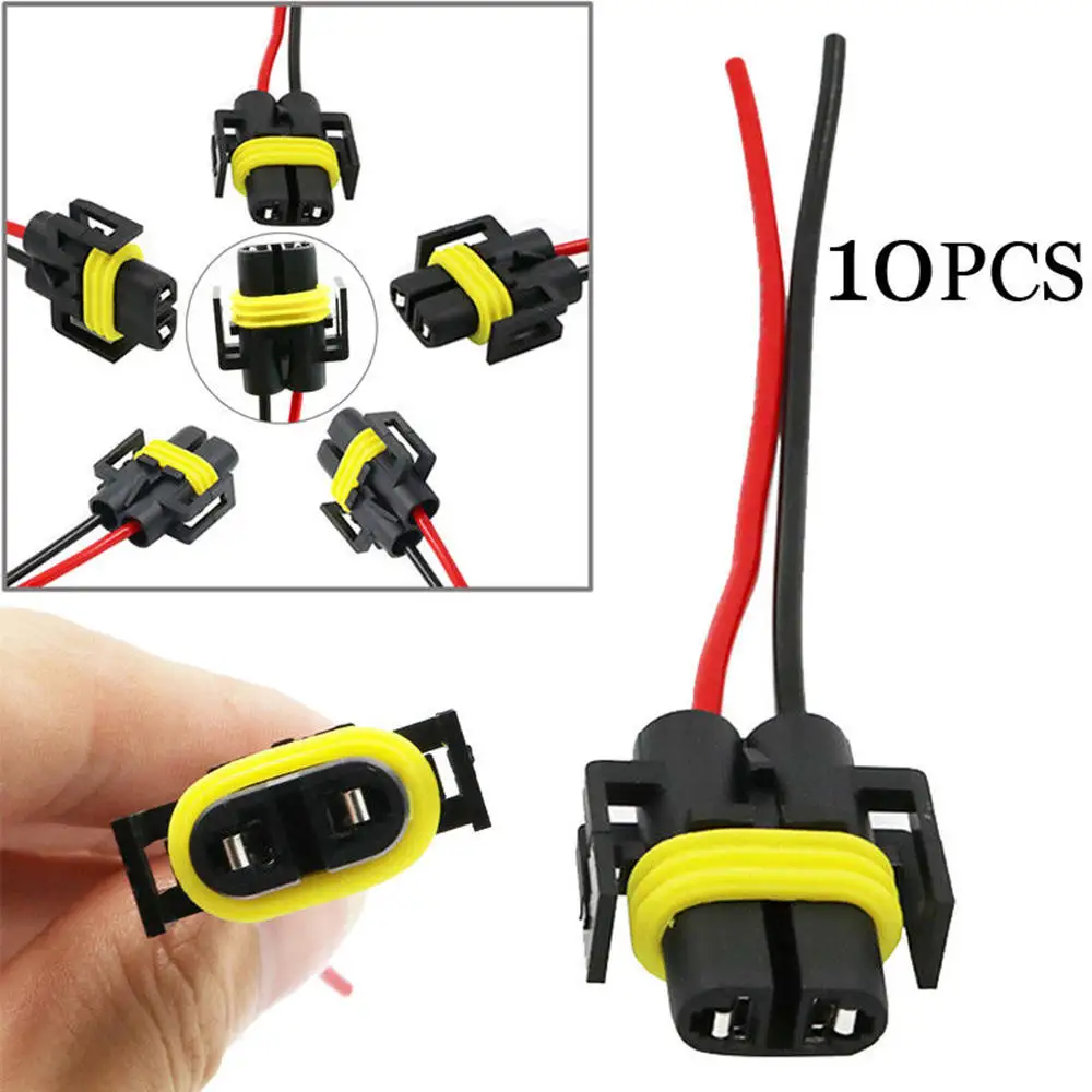 10PC H11 H8 Headlight/Fog Light Female Adapter Harness Socket Wire Cord Connector H8/H11 Lamp Holder | Автомобили и мотоциклы