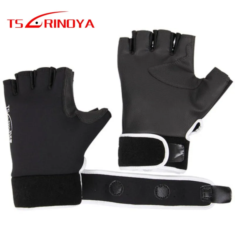 

TSURINOYA Half Finger Neoprene CR PU Fishing Gloves L Size Non-slip Durable Waterproof Breathable Winter Fishing Tackle Gloves
